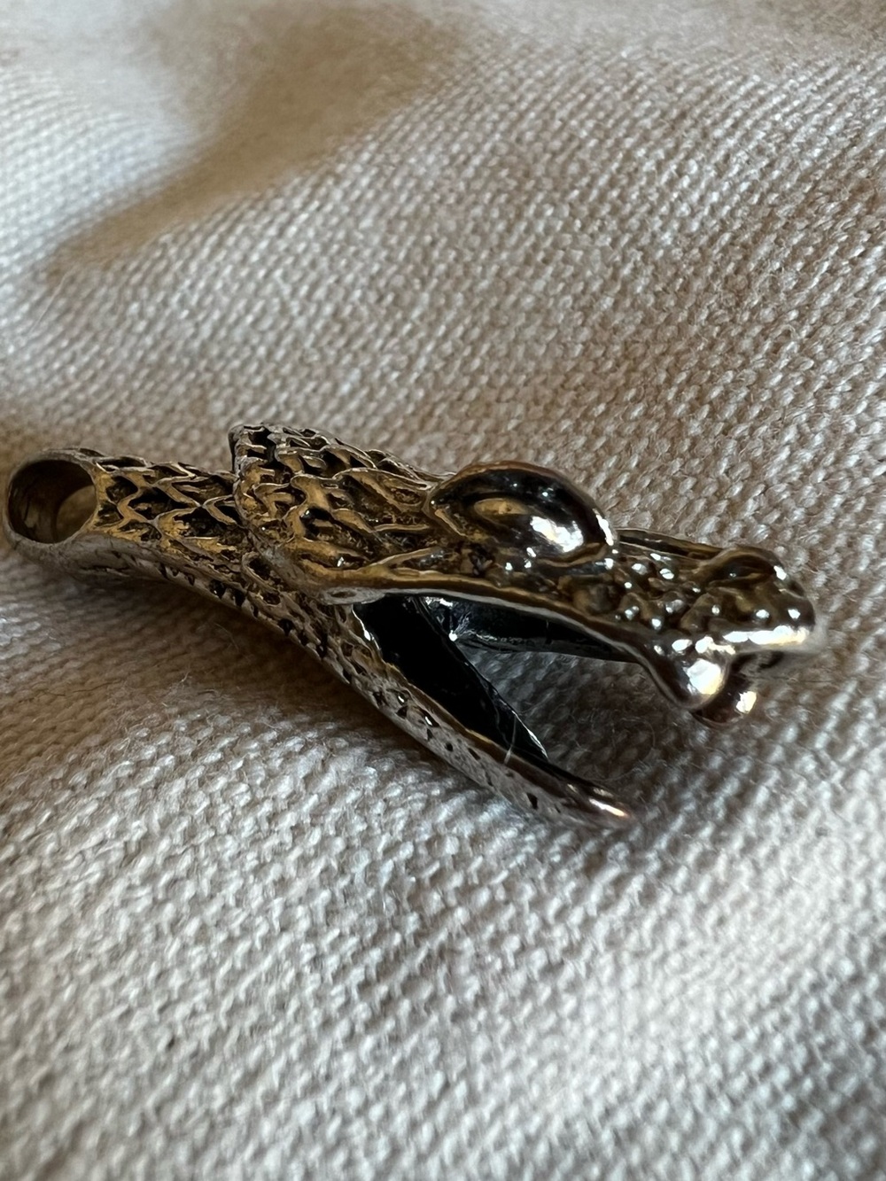 Vintage Silver Snake Head Pendant Necklace - men or women Accessories